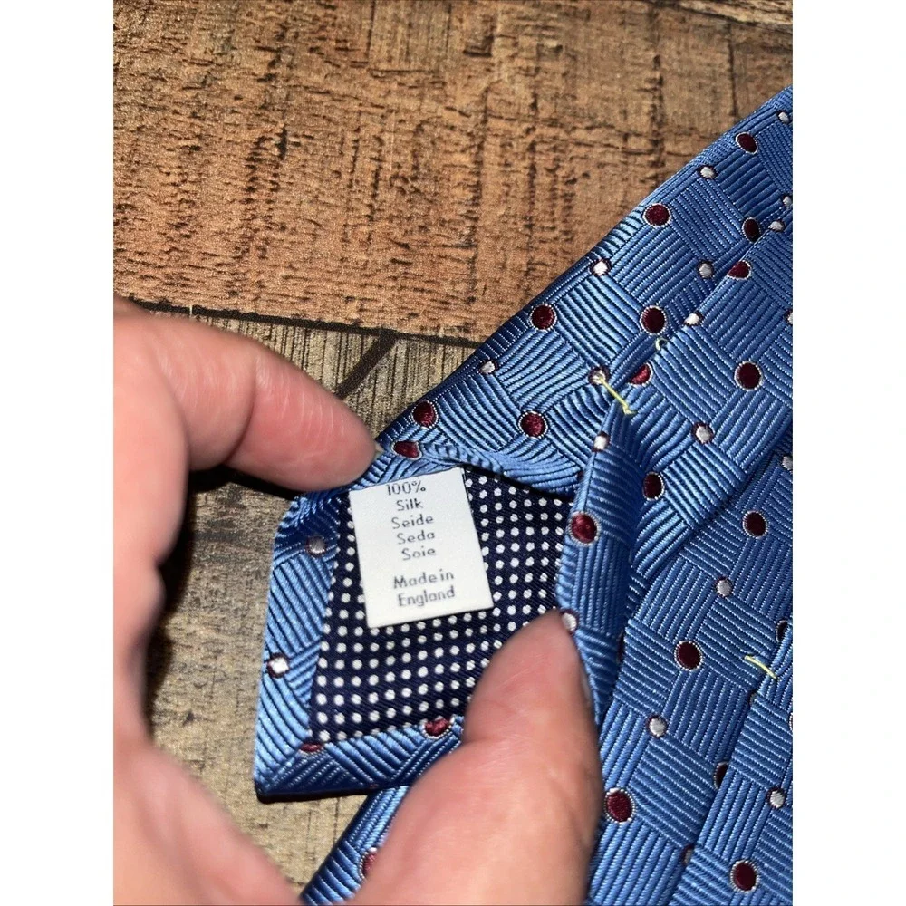 ETON Necktie Blue‎ Red Polka Dot Silk